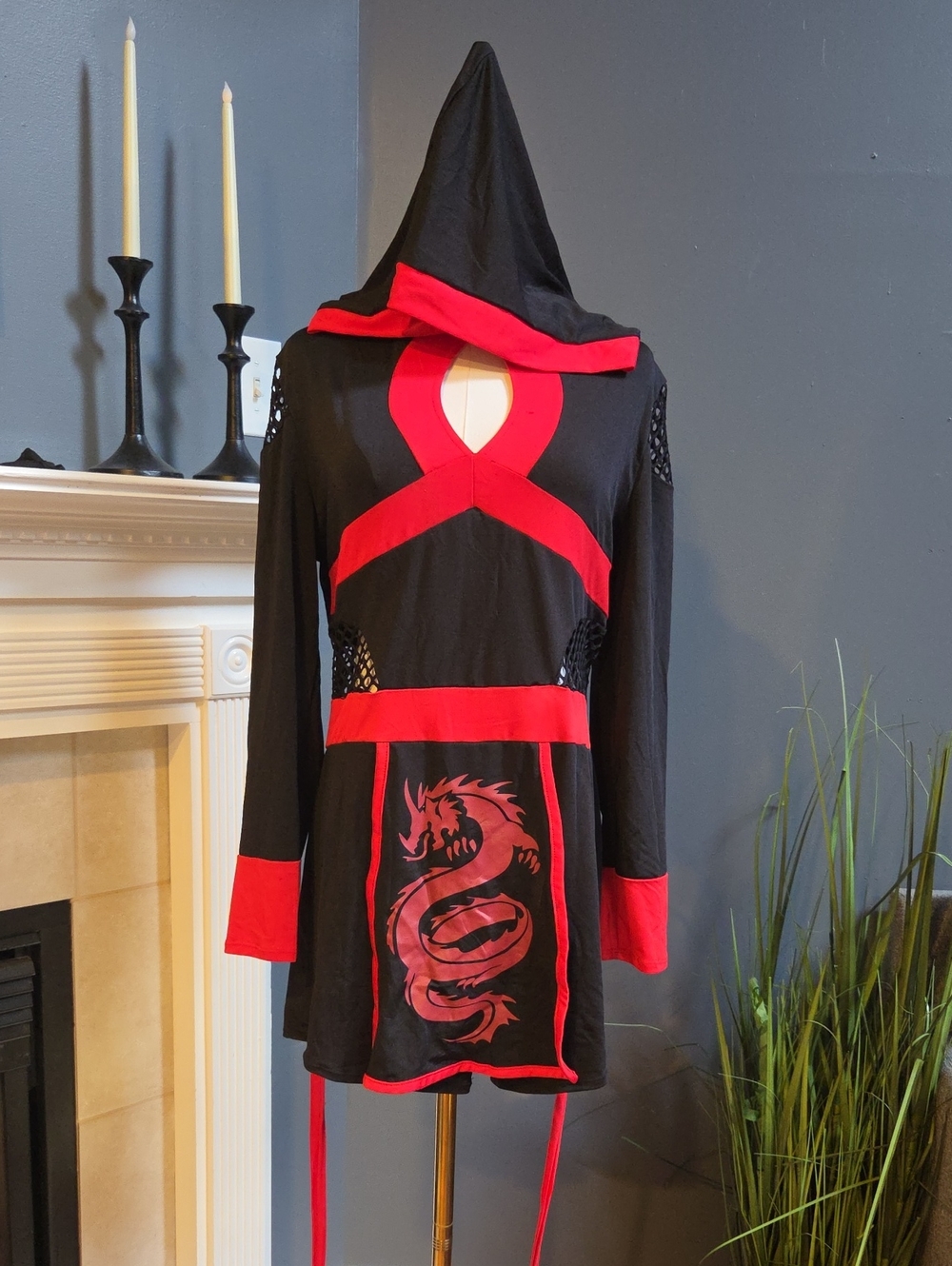 Womens Xl Ninja Costume- Black & Red 🥷